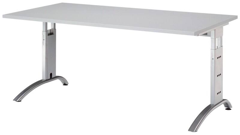 Hammerbacher Schreibtisch Future Lichtgrau 1.600 x 800 x 850 x 650 - 850 mm mit Aufbauservice