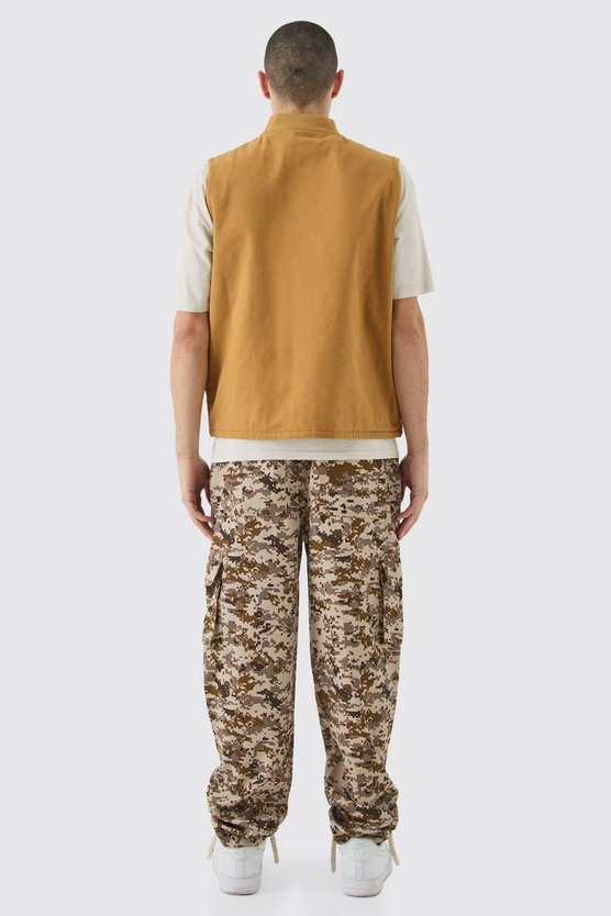 Twill Weste mit Man-Etikett und Reißverschluss