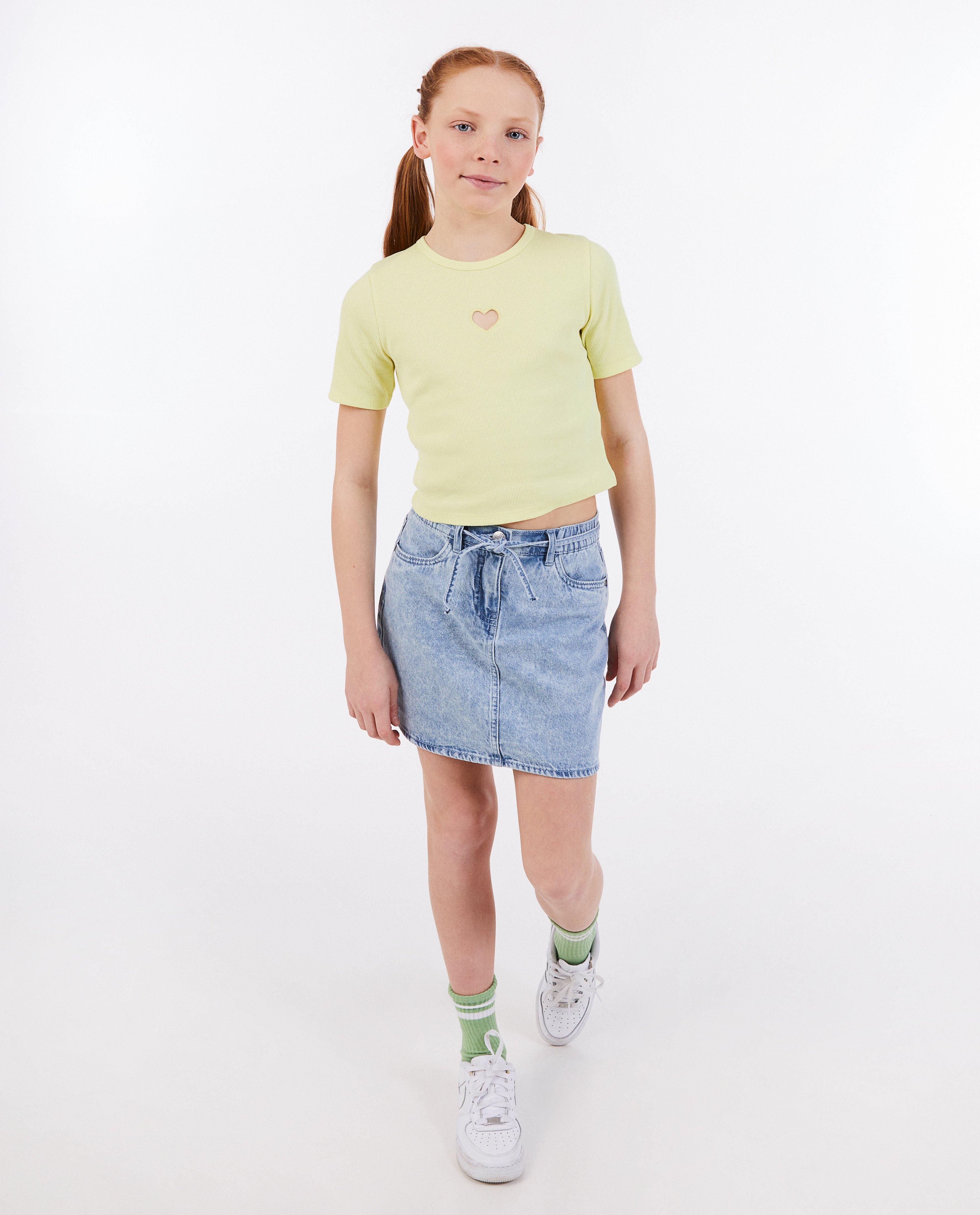 Tricou Fish & Chips cu nervuri fine, verde deschis