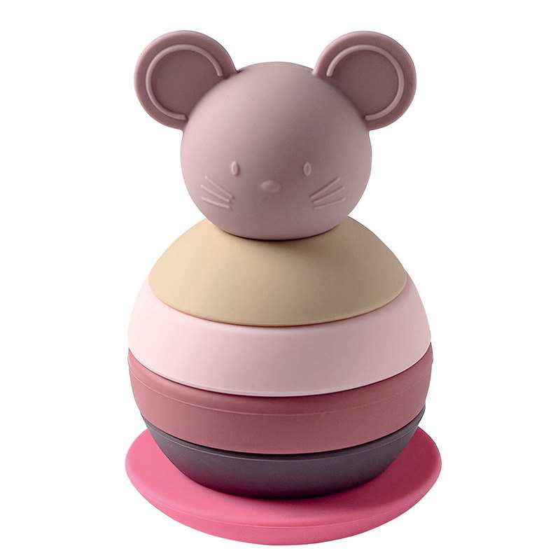 Jouet à empiler culbuto souris rose Nattou