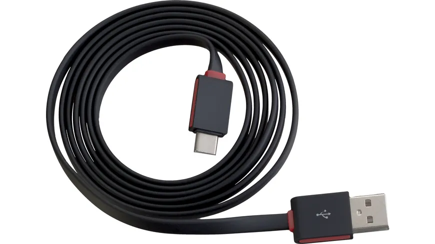 PETER JÄCKEL FLAT 1,5m USB Data Cable Black Typ-C USB mit Sync- und Ladefunktion