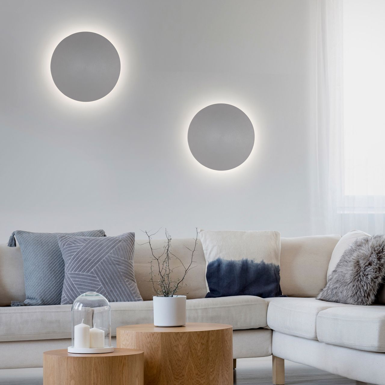 Paul Neuhaus LED Wandleuchte AKKU PUNTUA, Akkubetrieb, Klettverschluss, Grau