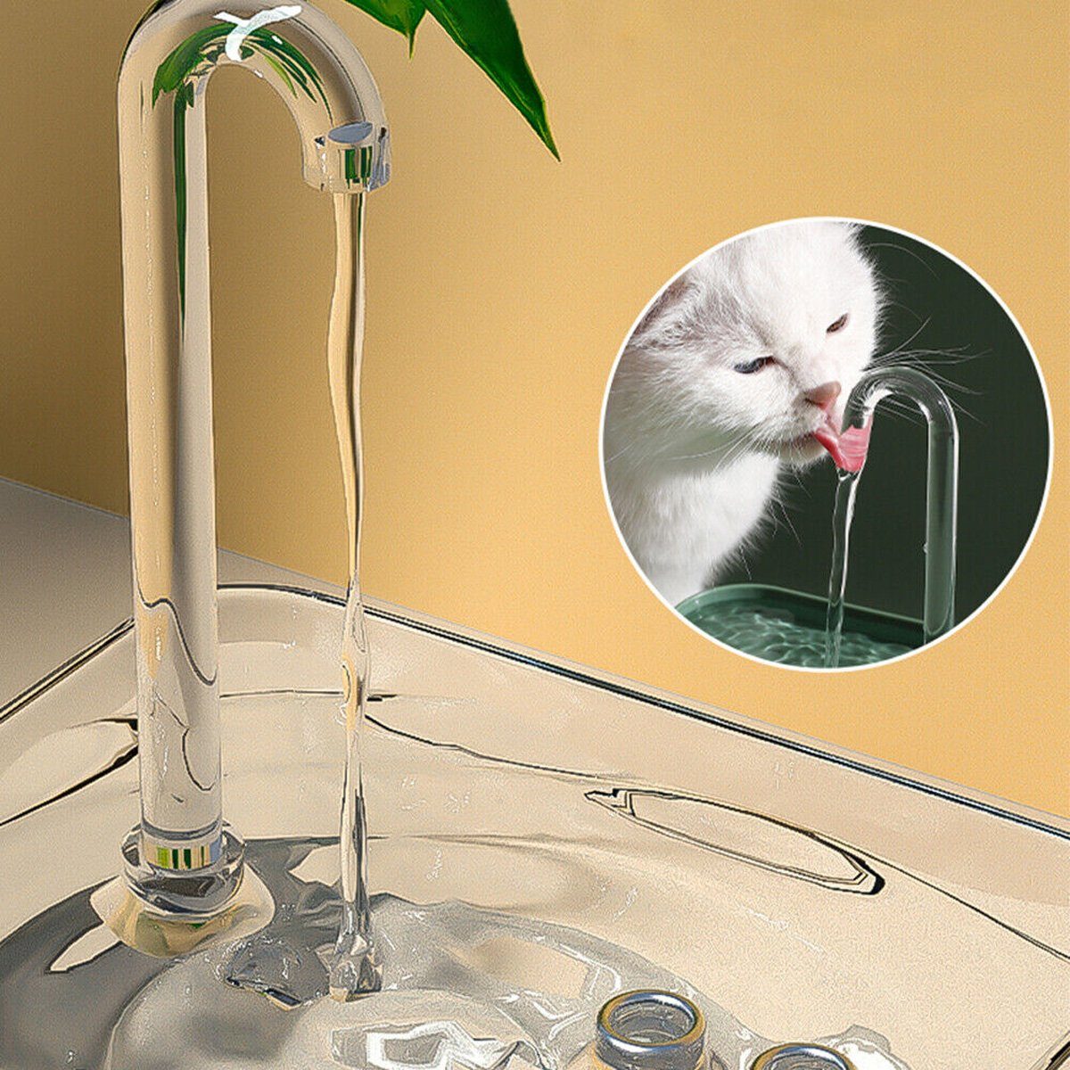 flowgoer Nager-Futterhaus Trinkspender für Hunde und Katzen, lautlos, 1,5 l, Trinkbrunnen für Haustiere, elektrisch, automatisch