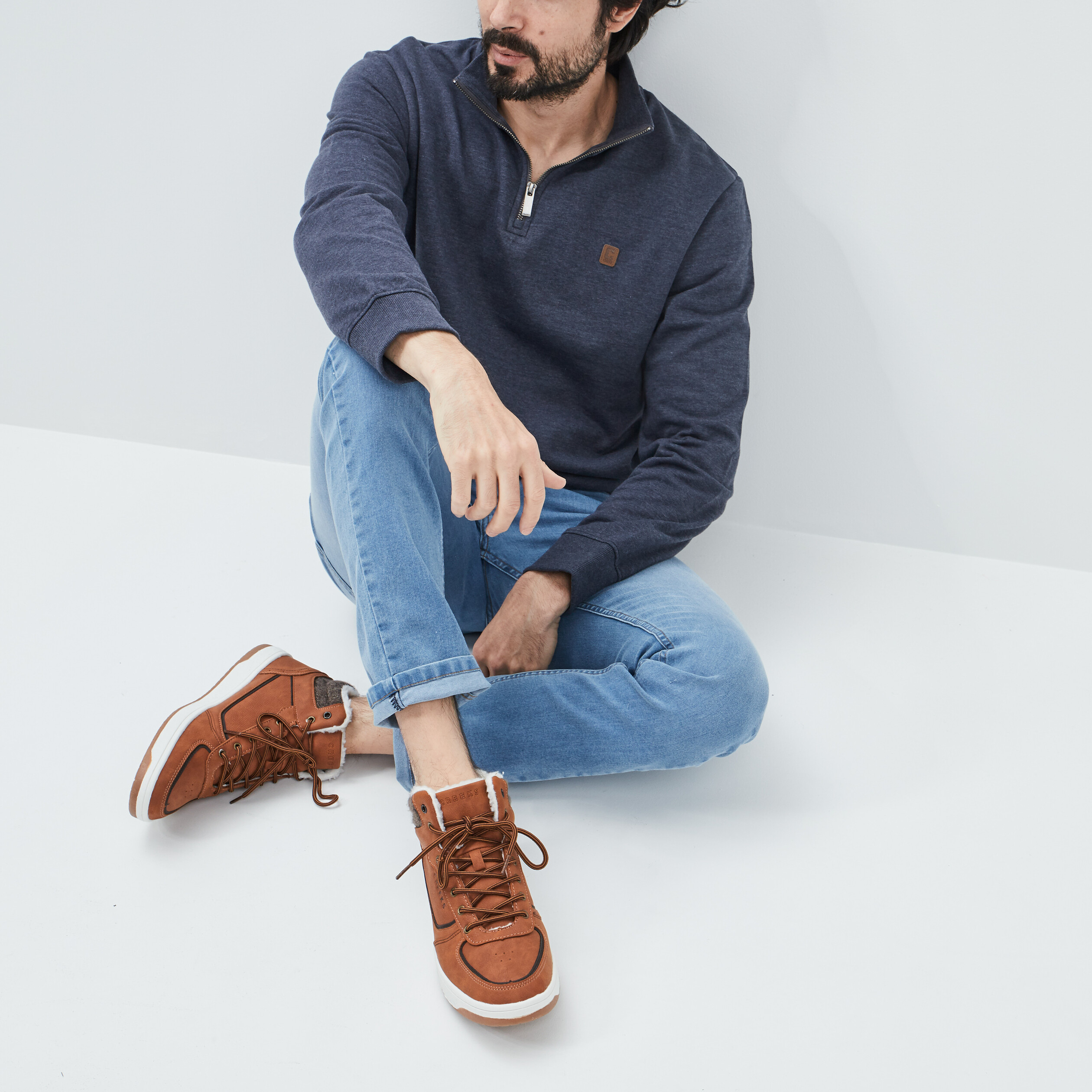 Sweat à col montant Creeks bleu marine homme | La Halle