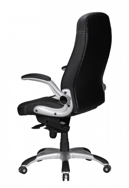 Amstyle Chefsessel Leder Optik schwarz Streifen weiß mit Armlehnen klappbar