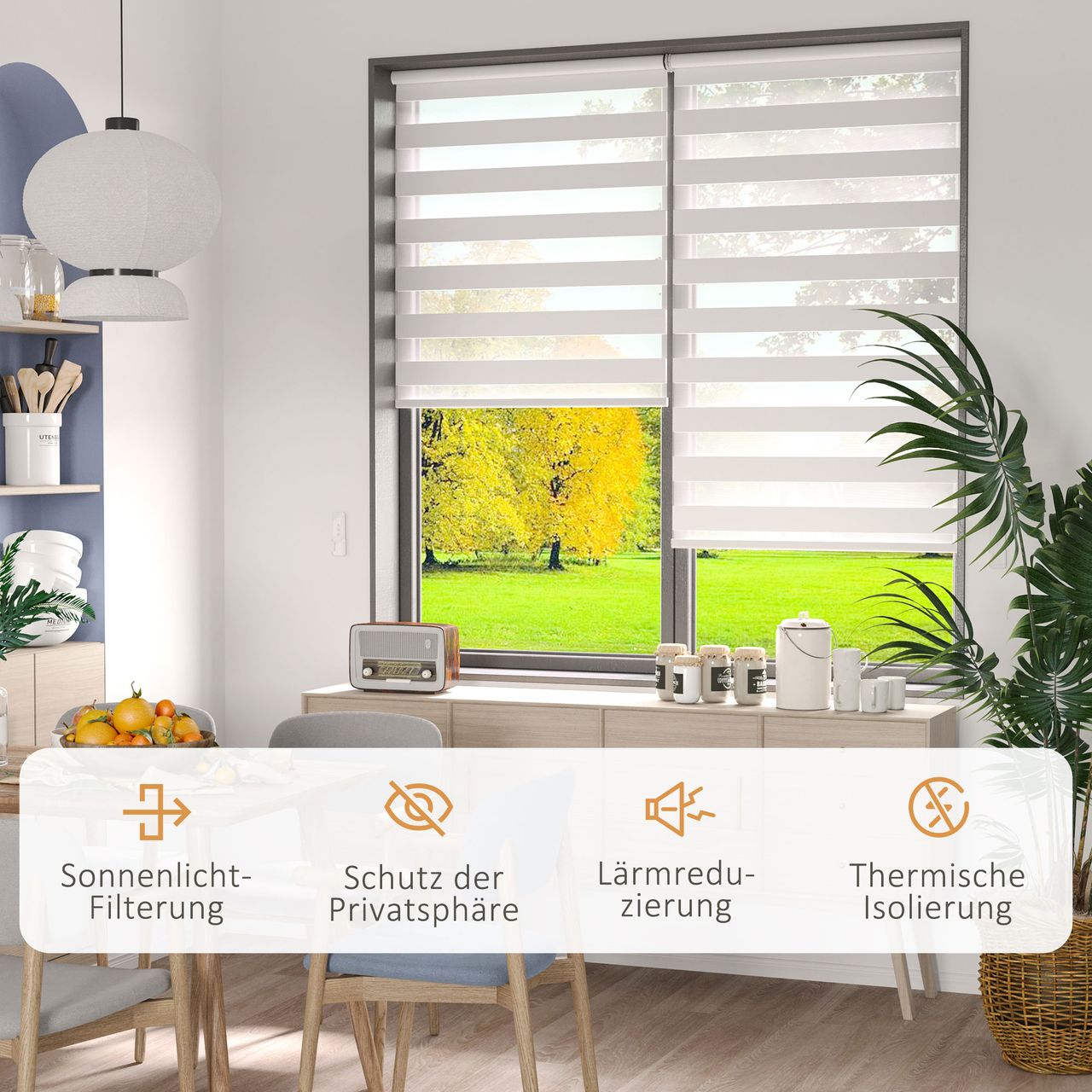 HOMCOM Fensterrollo, Elektrischer Zebra-Rollo, mit Fernbedienung, Weiß, 80x180cm