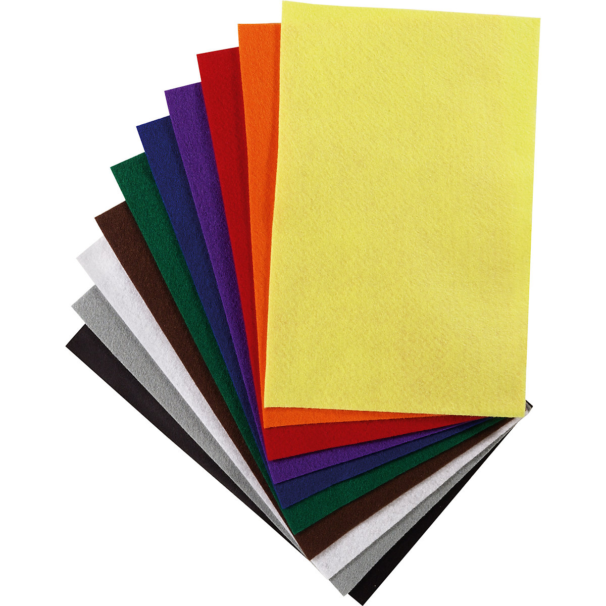Bastelfilz, 10 Blatt farbig sortiert
