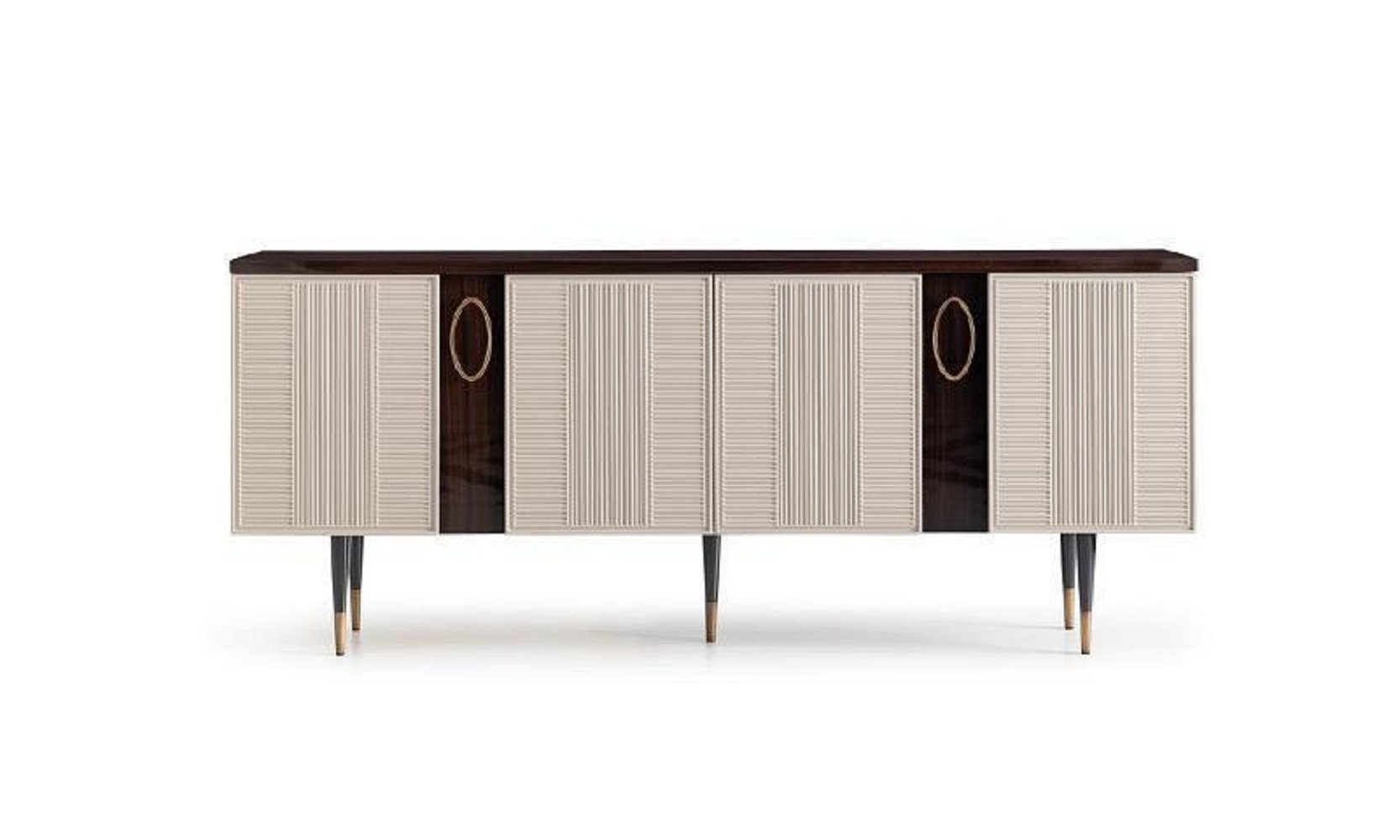 JVmoebel Esszimmer-Set Luxus Esszimmer Essgruppe Essecke Esstisch Stühle Beige Set 9tlg Holz, (9-St., 1x Esstisch+6x Stühle+1x Sideboard+1x Spiegel), Made in Europa
