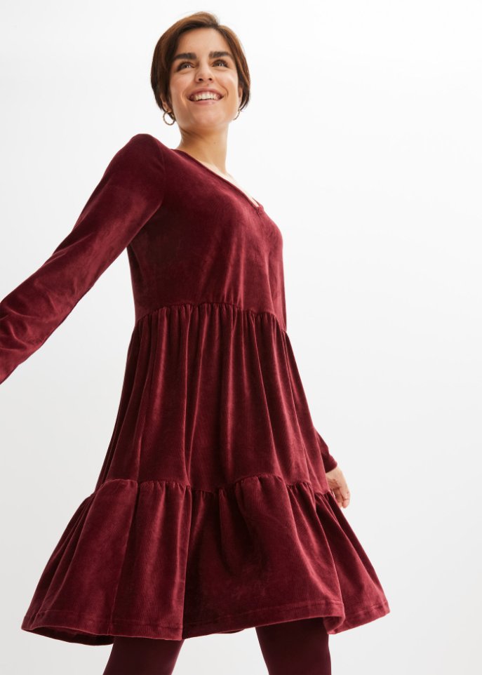 Cord-Kleid mit Langarm