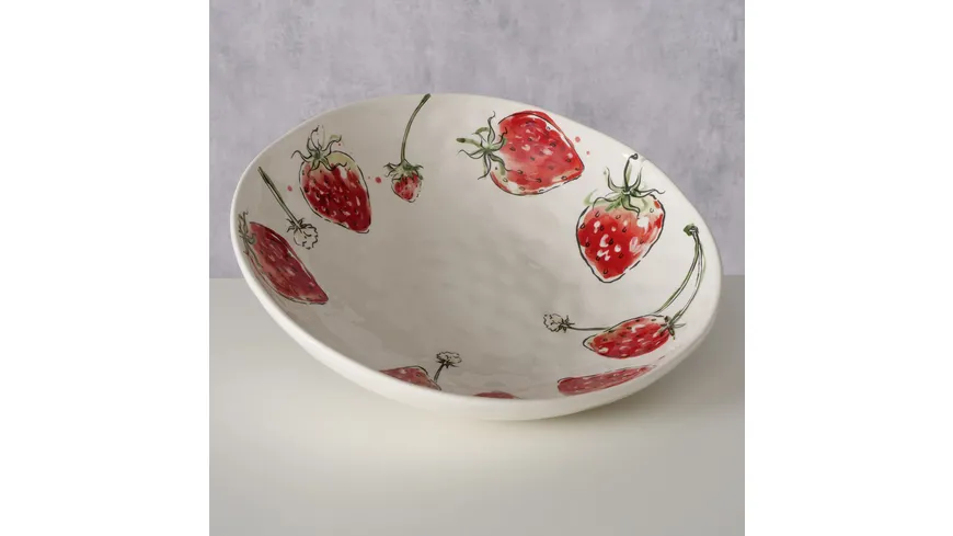 Boltze Schale Strawberry rot, weiß