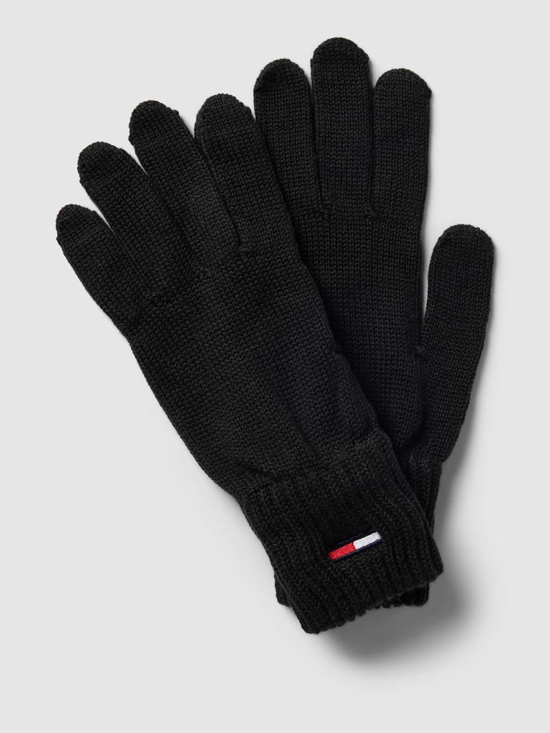 Handschuhe mit Label-Stitching in schwarz