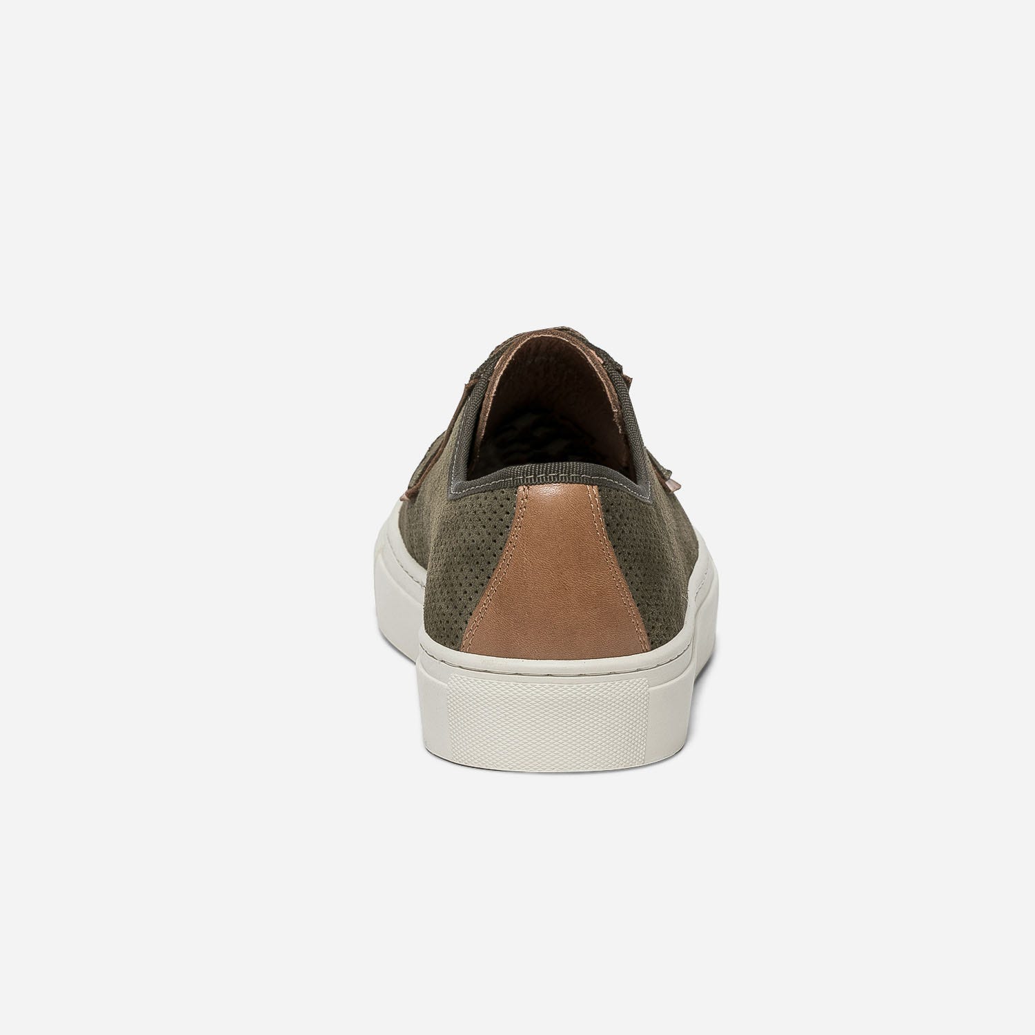 Tennis kaki en cuir velours perforé