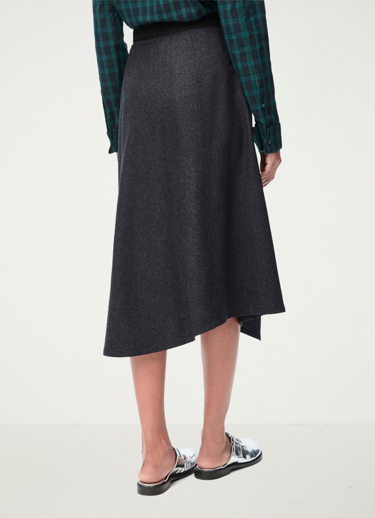 Jupe midi LOEWE en cachemire mélangé avec bande logotypée et poches latérales