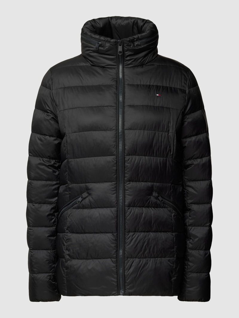 Steppjacke mit Label-Stitching in schwarz