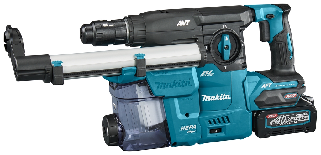 Makita HR009GM202 Kombihammer SDS-Plus mit Staubabsaugung, 40 V Max, 4,0 Ah Li-Ion-Akku