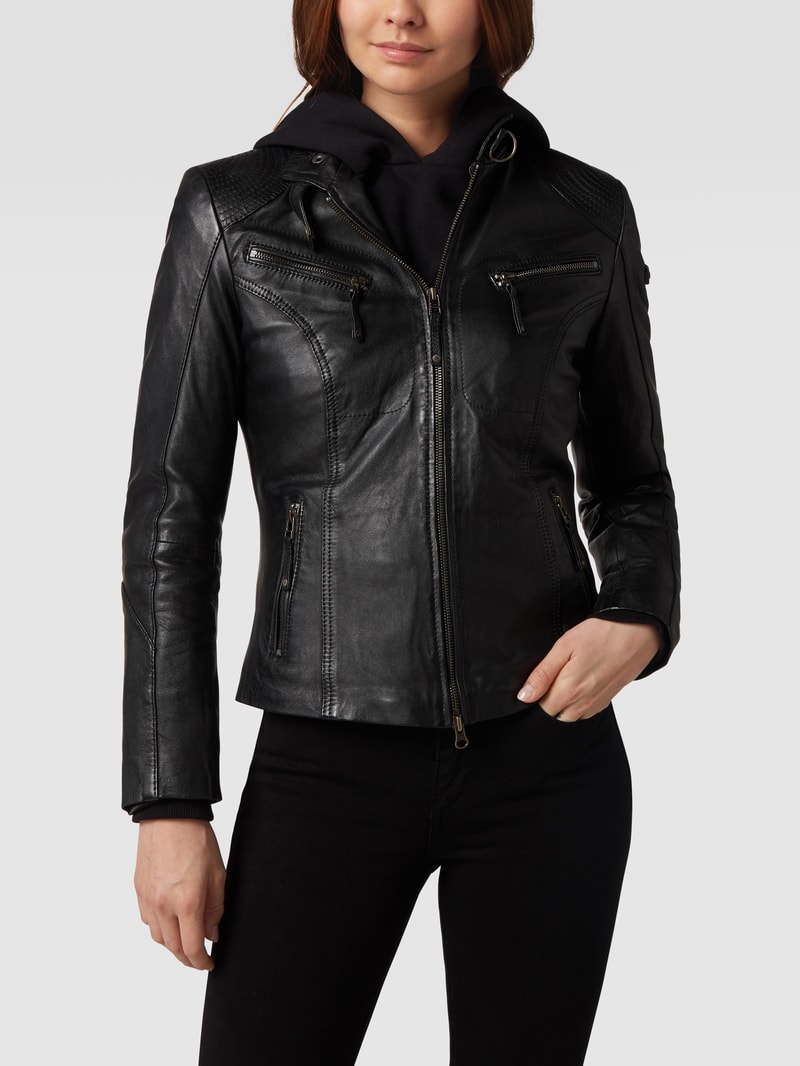 Lederjacke aus Lammnappa in schwarz