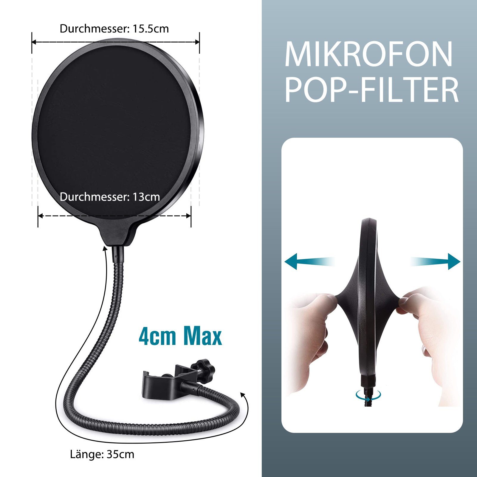 KEAYOO Mikrofonständer Mikrofonständer, mit Tischklemme