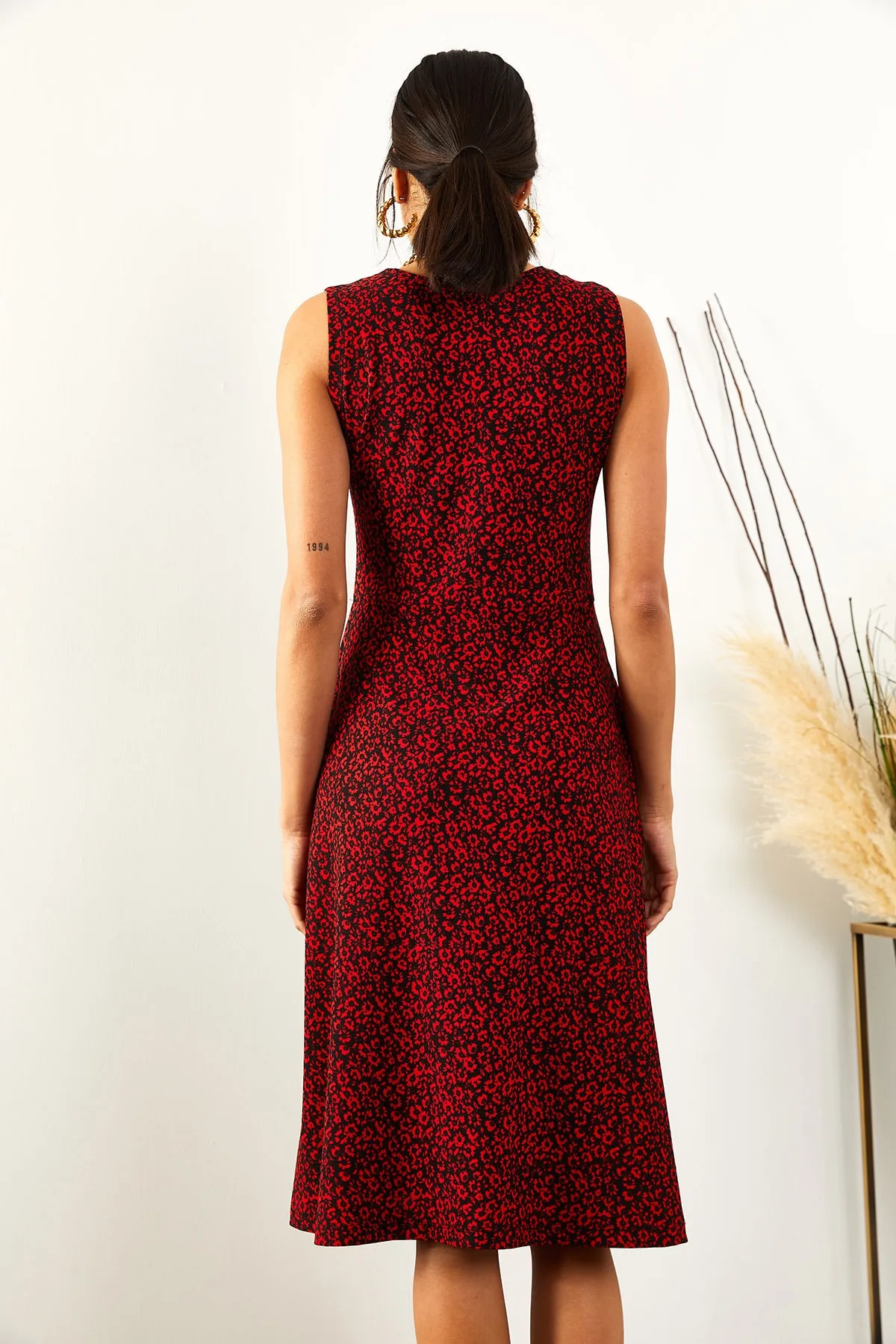 Olalook  Rotes, lockeres Kleid mit Taschen für Damen