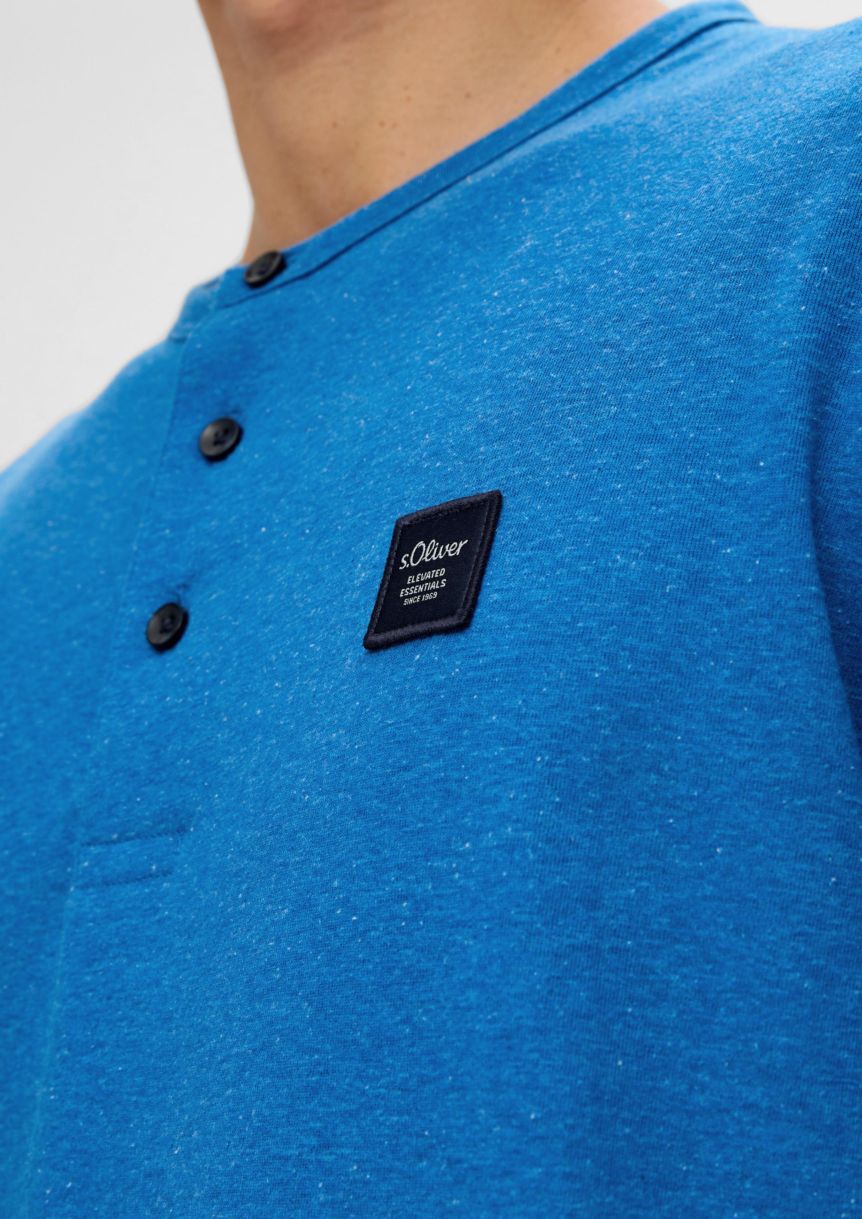 Meliertes Longsleeve mit Henleyausschnitt  2138648-55W2
