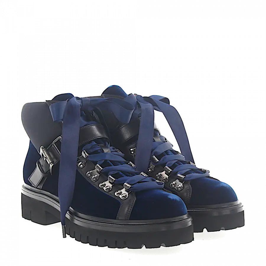 Santoni - Stiefeletten 56831 Samt - blau