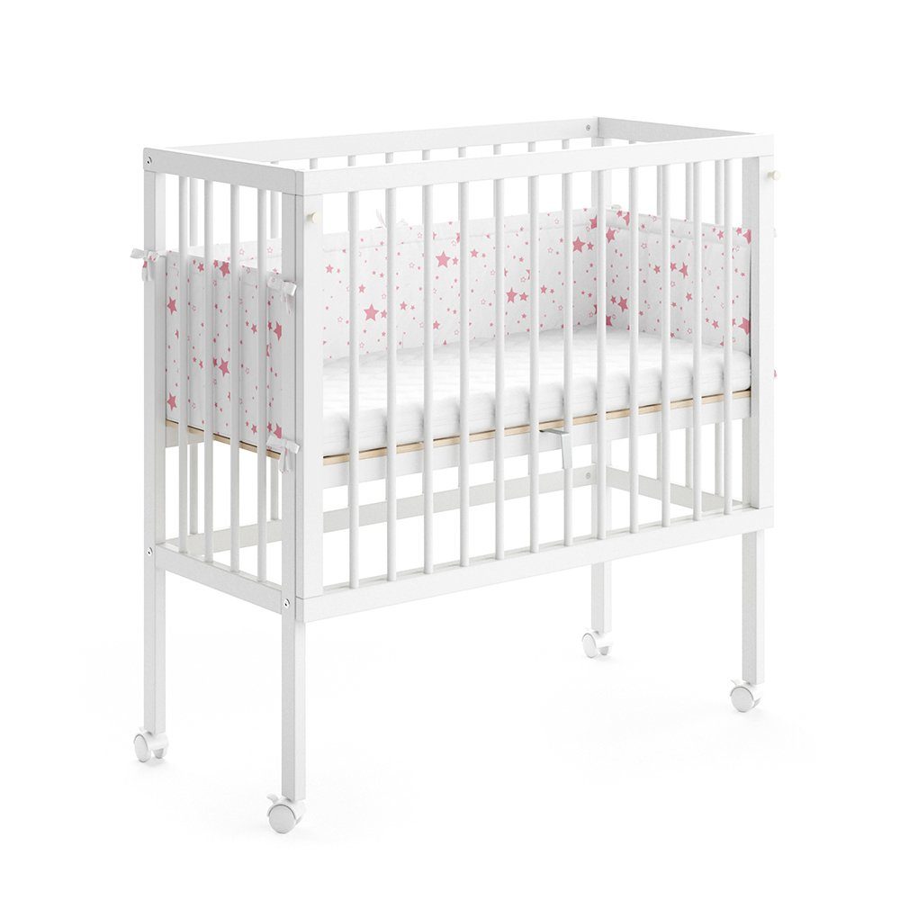 VitaliSpa® Beistellbett Babybett Stubenbett 2 Seitenteile SOPHIE Weiß