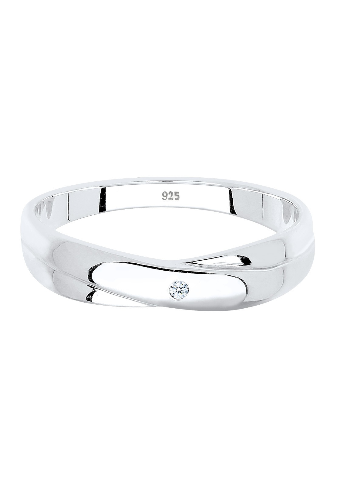 Elli DIAMONDS elegants sieviešu saderināšanās gredzens ar dimantu (0,02 karāti) no 925. proves sudraba