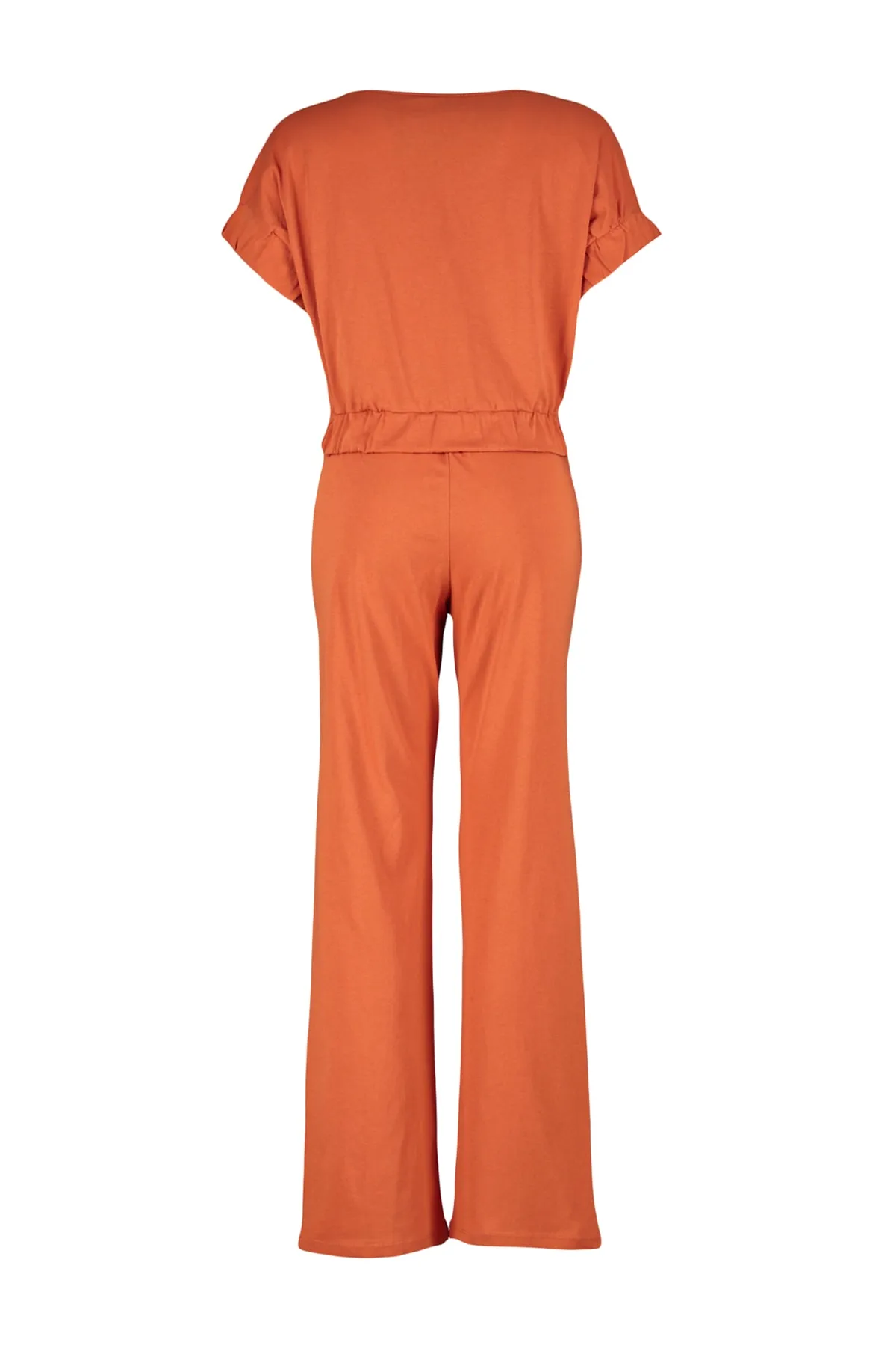Trendyol Collection  Set aus gefliestem Baumwollbund, elastischem, detailliertem T-Shirt, gestrickter Hose und Oberteil THMSS23AU00022