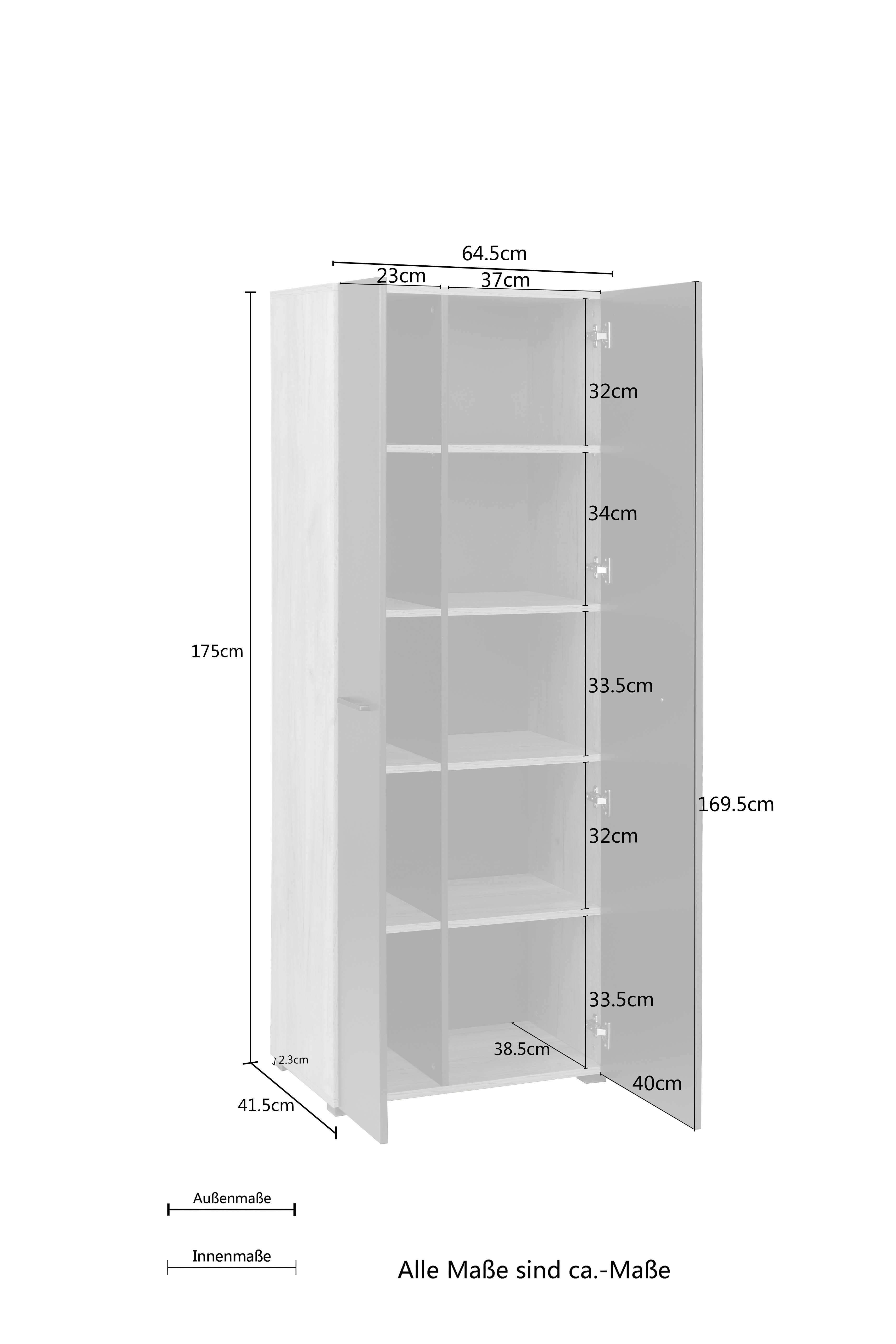 Places of Style Aktenschrank Moid Höhe 174,5 cm, moderner Mehrzweckschrank mit Türen