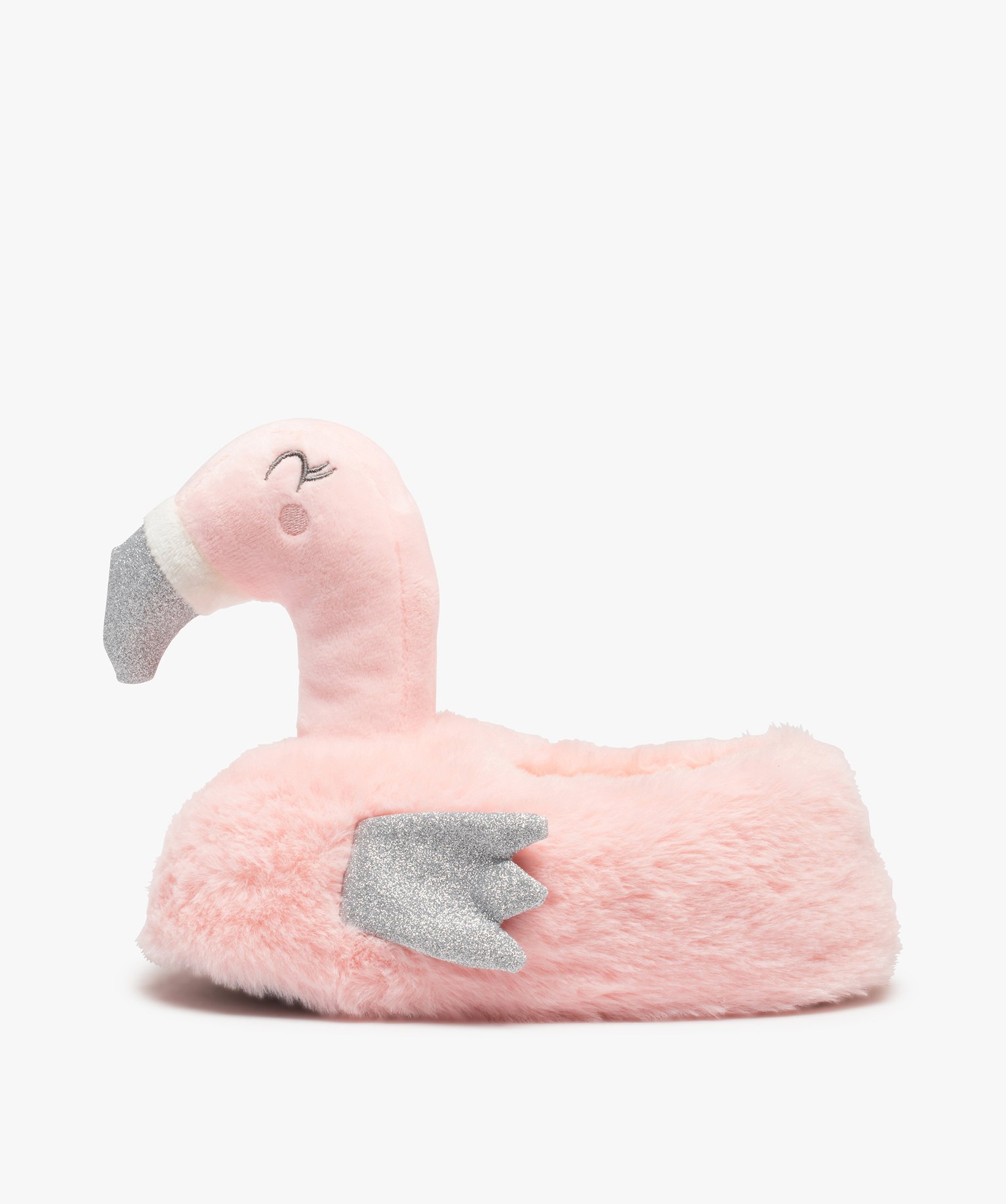 Chaussons fille 3D flamant rose avec ailes pailletées rose | GEMO