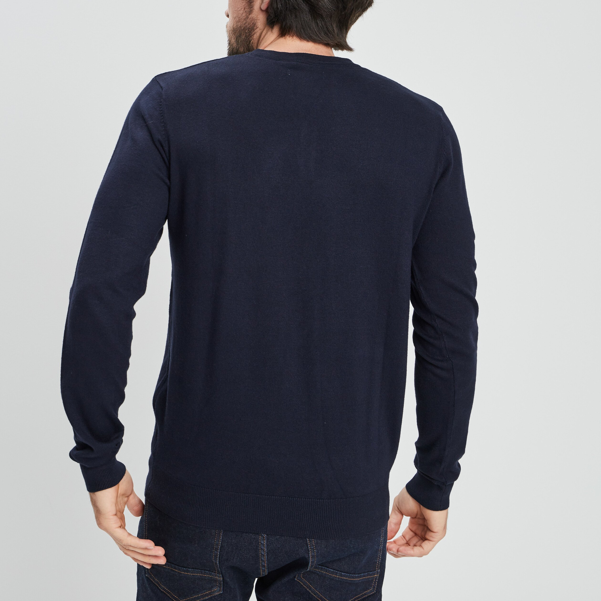 Pull manches longues bleu marine homme | La Halle