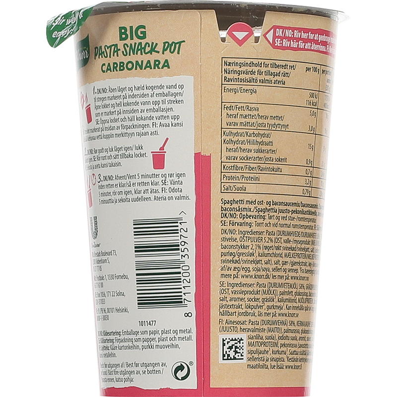 Knorr Carbonara snack pot 92 g Knorr