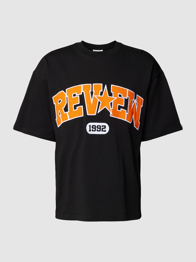 T-Shirt mit Label-Print in schwarz