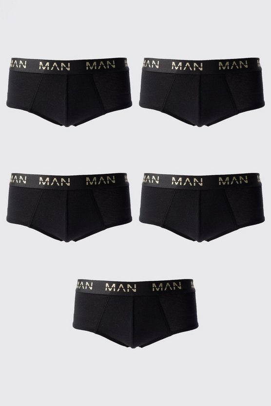 5er-Pack goldene Man-Dash Boxershorts in Schwarz