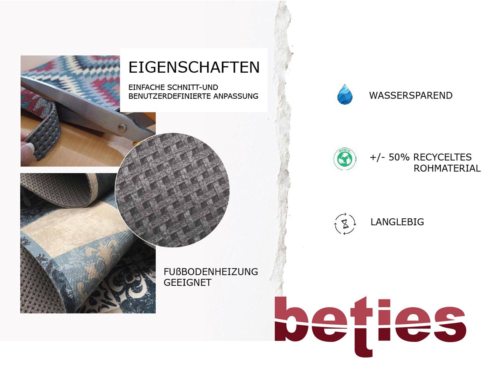 Läufer Teppich-Läufer, beties, rechteckig, Höhe: 3 mm, zuschneidbar, Fotodruck im Jute-Look
