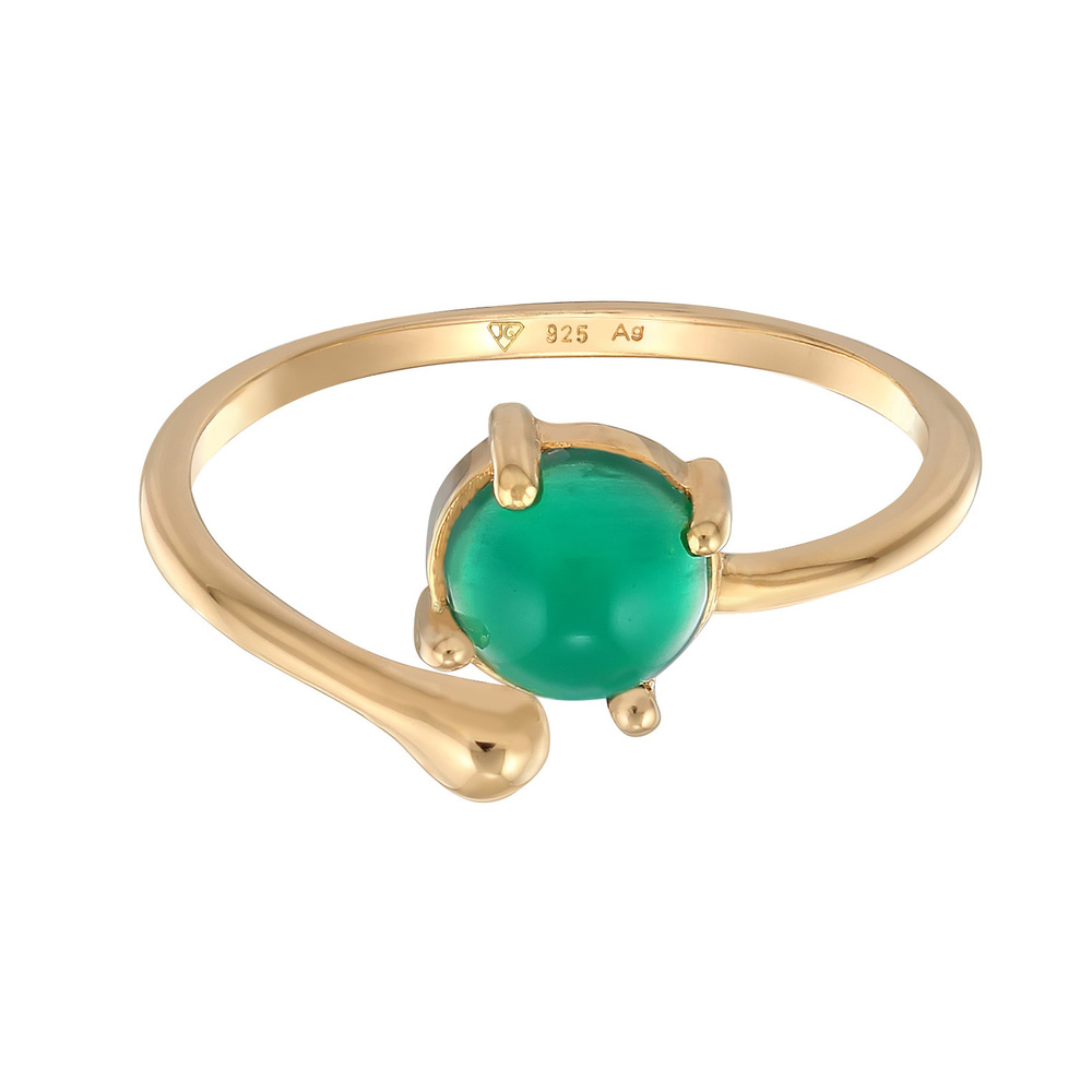 Elli PREMIUM Elli PREMIUM Bague Femmes Déclaration ouverte avec agate en argent sterling 925 p Bague