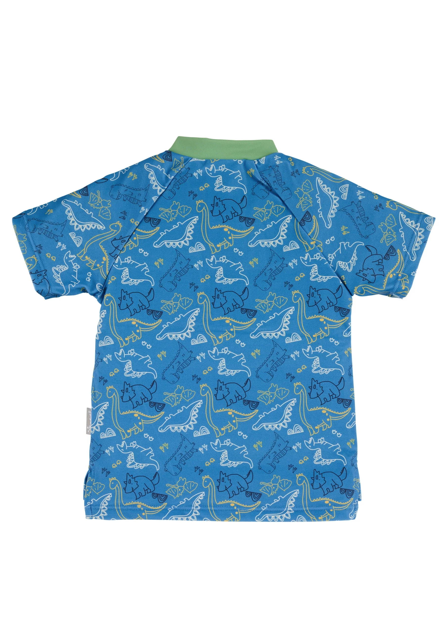 Kurzarm-Schwimmshirt Blau mit allover Dino Muster