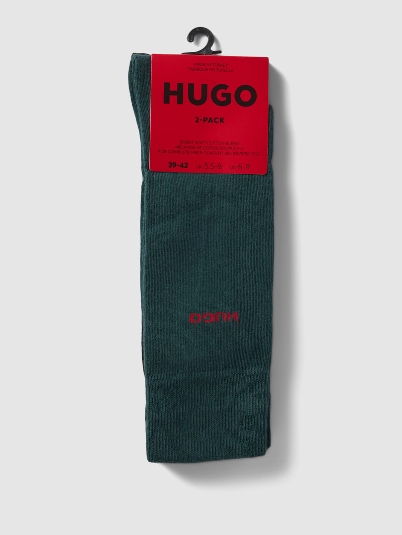 Socken mit Label-Print im 2er-Pack in dunkelgrün