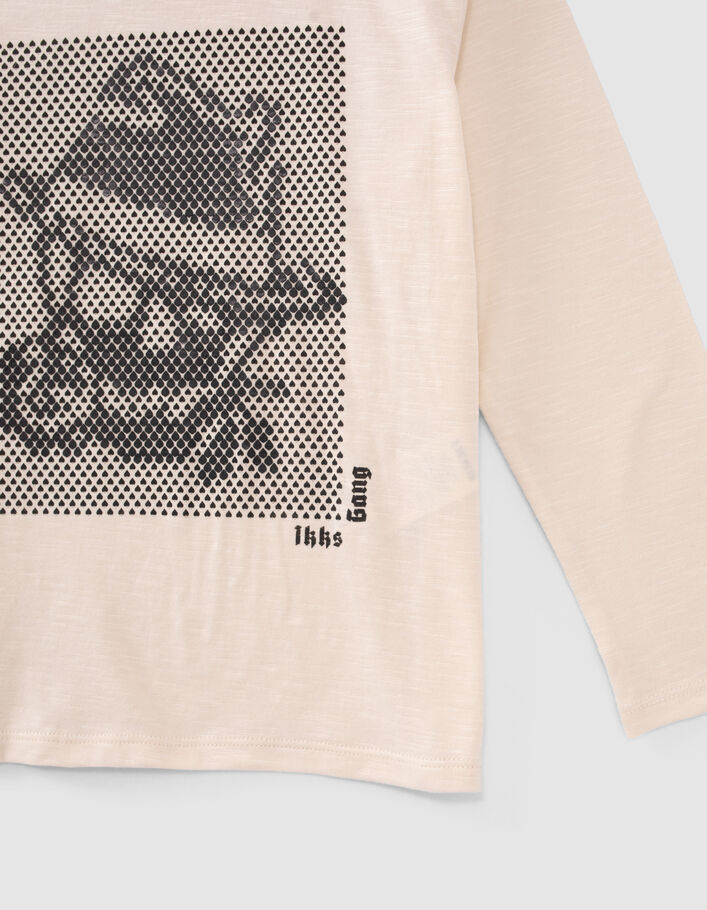 T-shirt écru coton bio visuel optique gangster gomme garçon