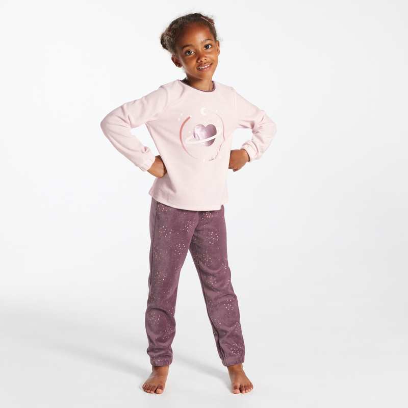 Pyjama 2 pièces à motif phosphorescent rose fille
