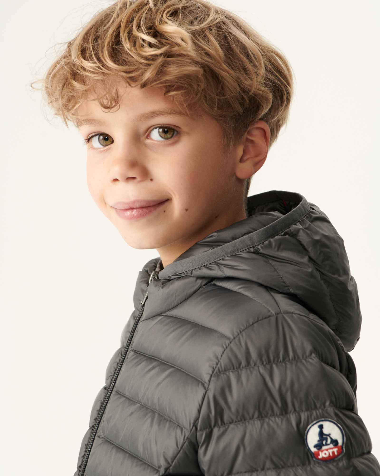 Doudoune légère à capuche enfant Anthracite Hugo