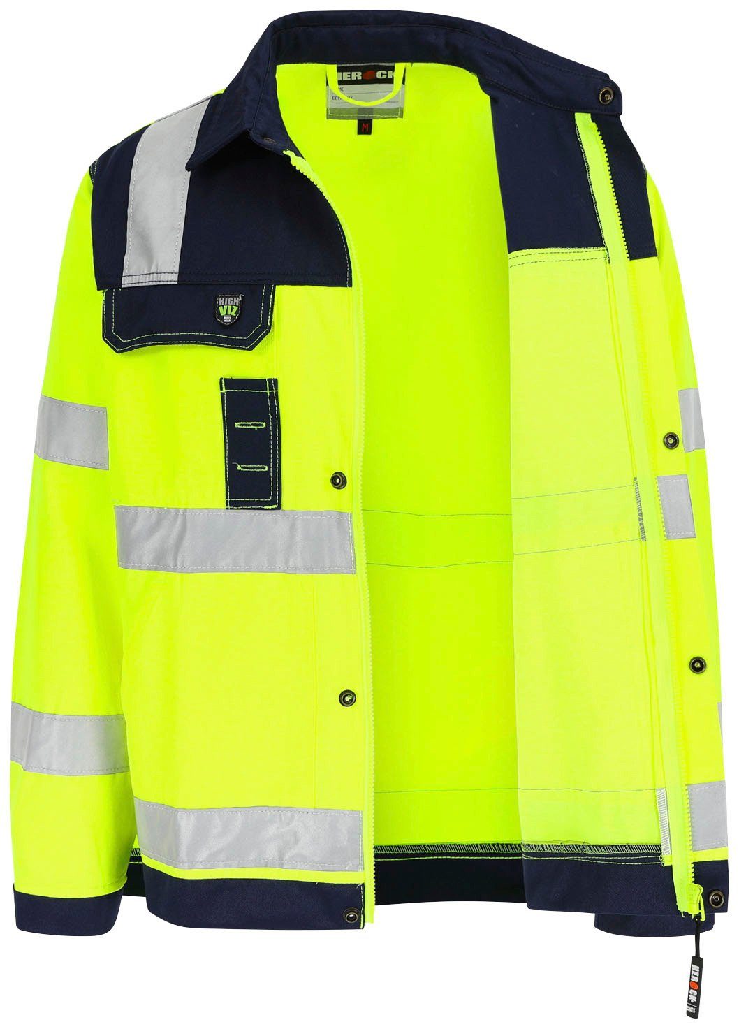 Herock Arbeitsjacke Hydros Hochsichtbar Jacke Hochwertig, 5 Taschen, eintellbare Bündchen, 5cm reflektierende Bänder