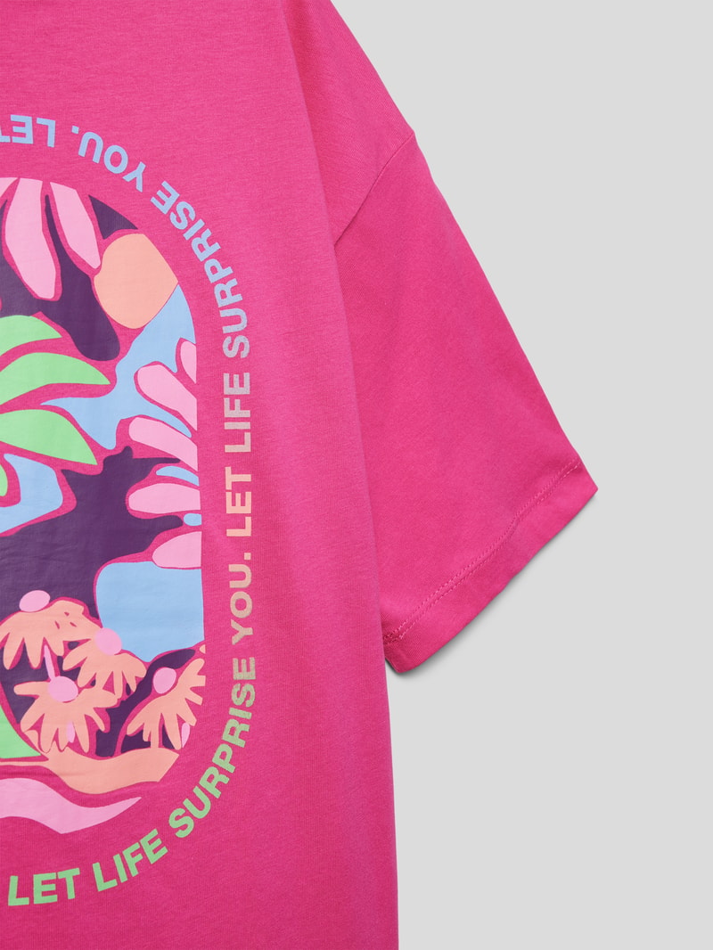 Oversized T-Shirt mit geripptem Rundhalsausschnitt in pink