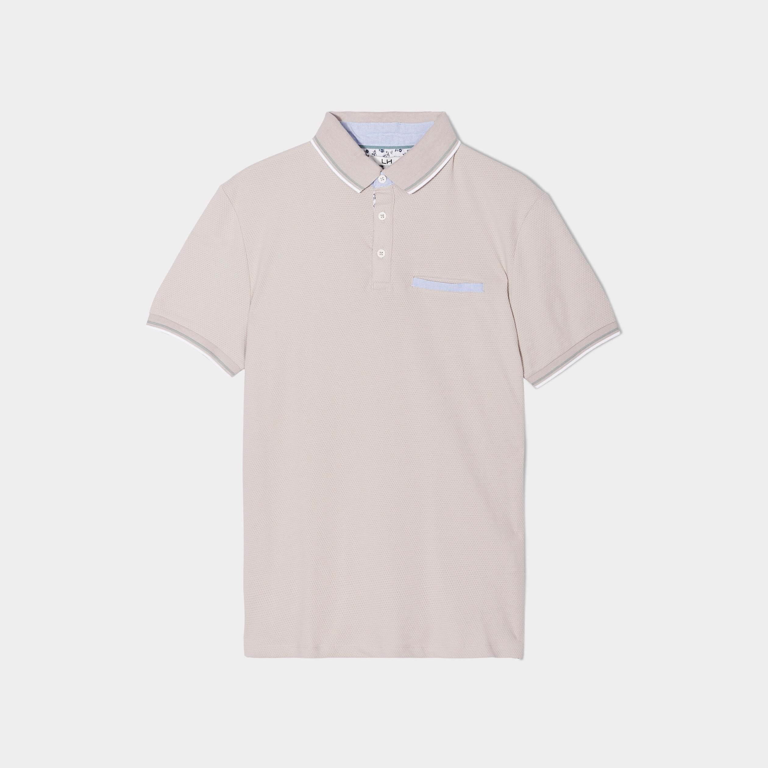 Polo manches courtes 1 poche coton gris clair homme | La Halle