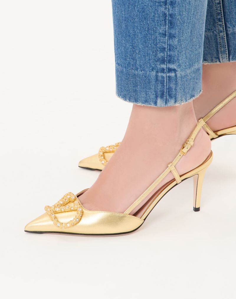 VLogo Signature Slingback-pumpe i 80 mm lamineret nappa