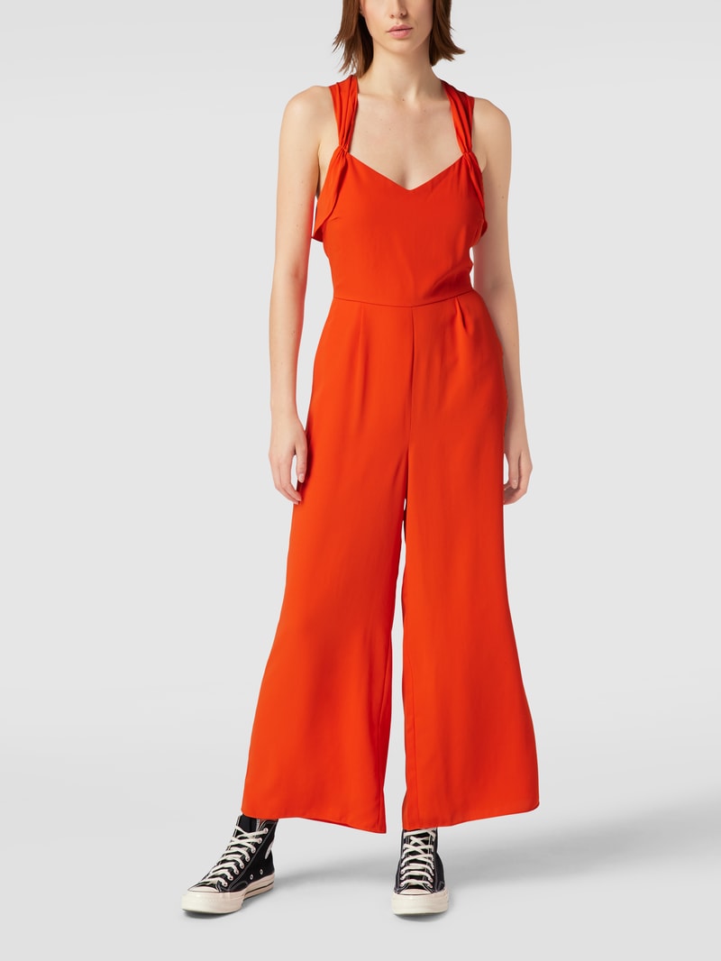 Jumpsuit mit gekreuzten Trägern in orange