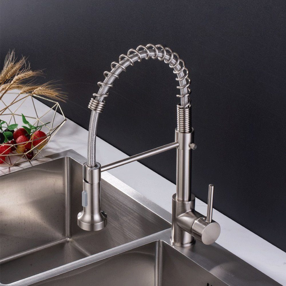 XIIW Waschtischarmatur Niederdruck Armatur Küche Küchenarmatur mit 3 anschlüsse (Niederdruckarmaturen Mischbatterie Wasserhahn 360° Schwenkbar Spültischarmatur mit Brause 3/8 Zoll Norm-Anschluss)