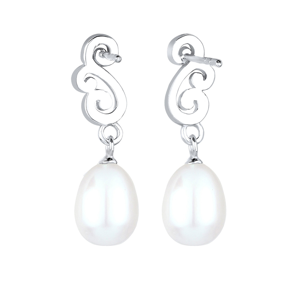 Elli Elli Boucles d'Oreilles Ornament Perle Glamour Süwasserzuchtperle Silber Boucles d'oreilles