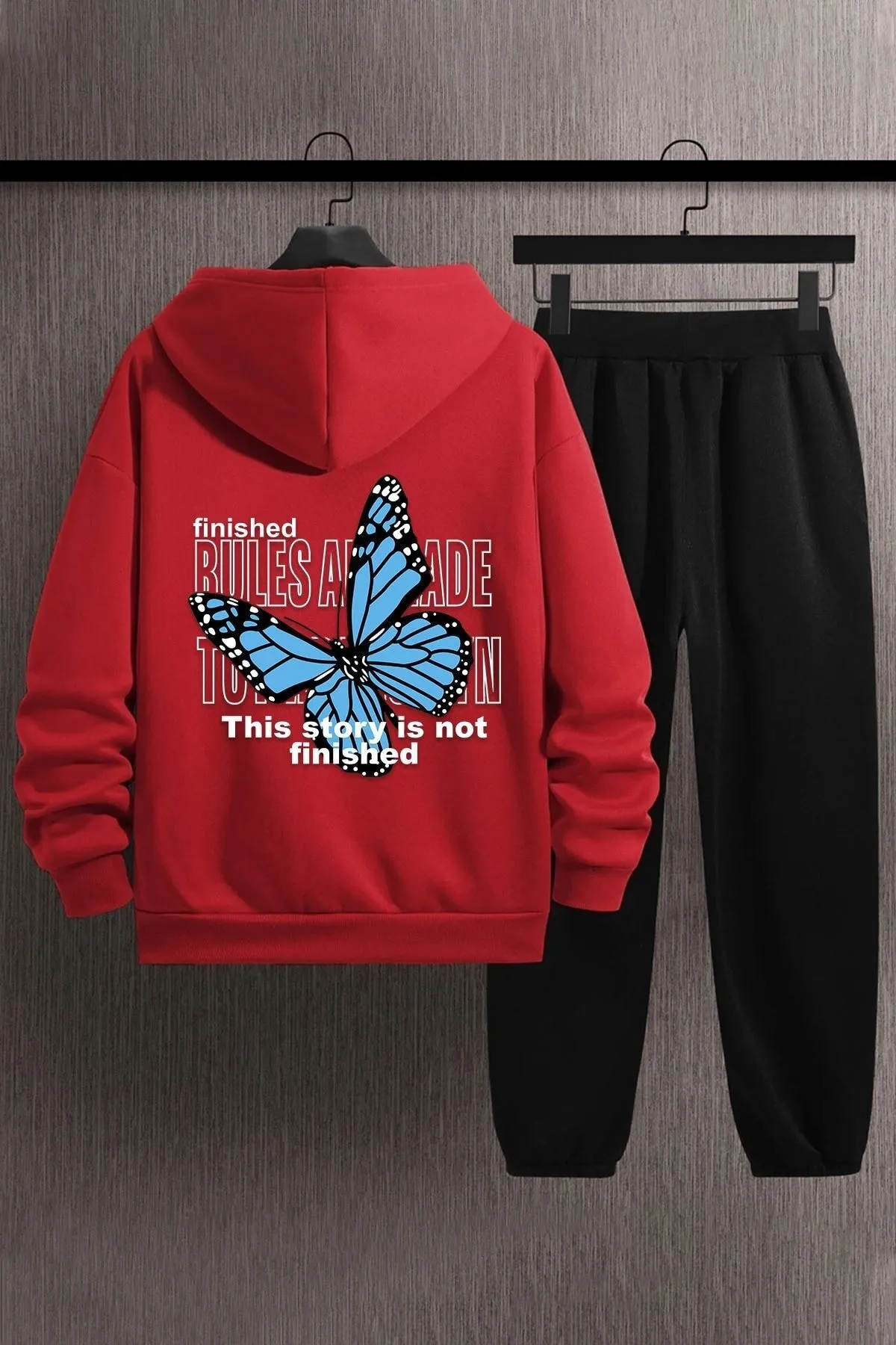 uyguntarz  Unisex-Trainingsanzug-Set mit Schmetterlingsdruck