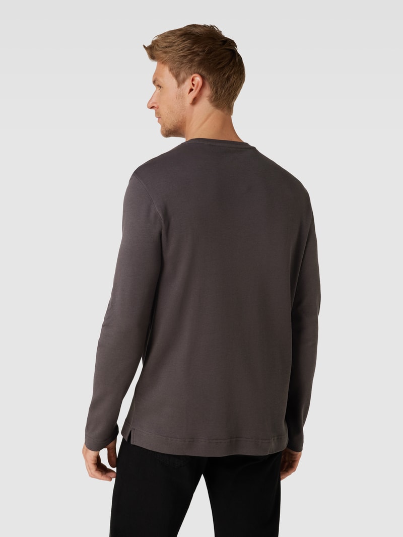 Longsleeve mit geripptem Rundhalsausschnitt in anthrazit