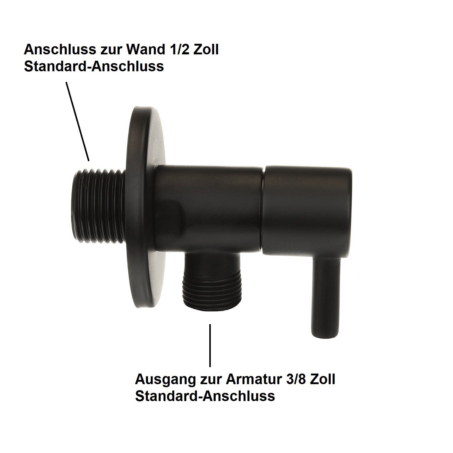 Sanixa Siphon Ablauf für Waschbecken Abfluss Ablaufset Sifon Röhren-Syphon, (3-tlg), Design Siphon Set rund schwarz matt mit Eck-Ventilen